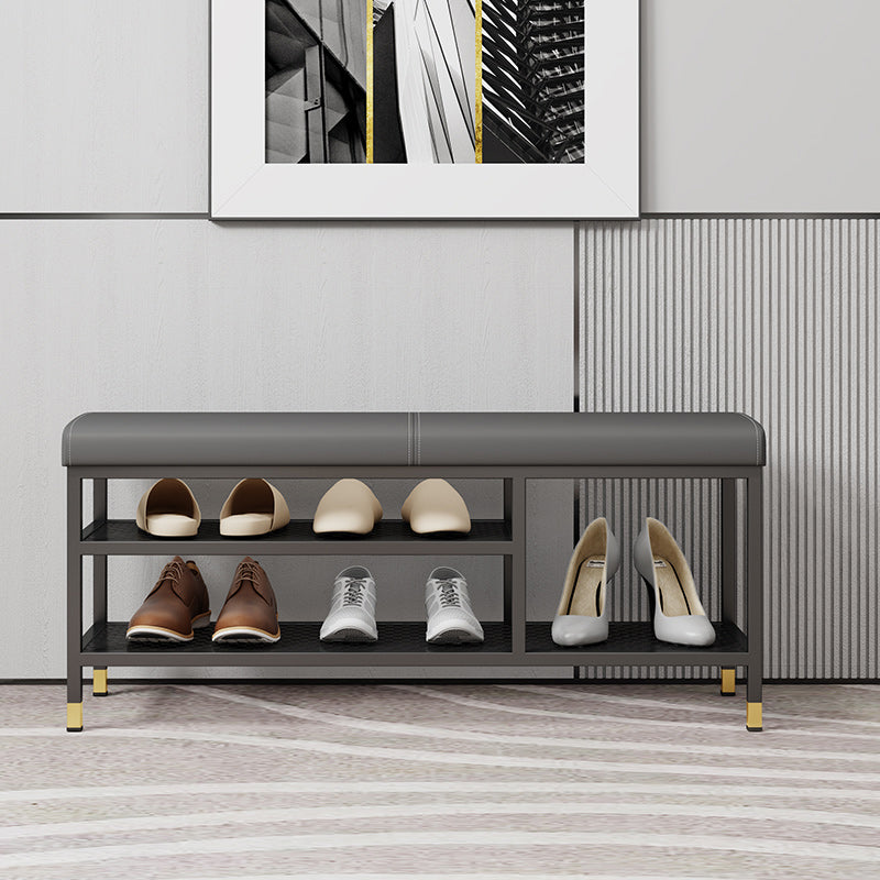 18.5" H Modern Metal Seating Bench Cushioned Entryway Bench with Legs Clearhalo 'Benches' 'Chairs & Seating' 'furn' 'furn_benches' 'Furniture' 'Living Room Furniture' 5969334