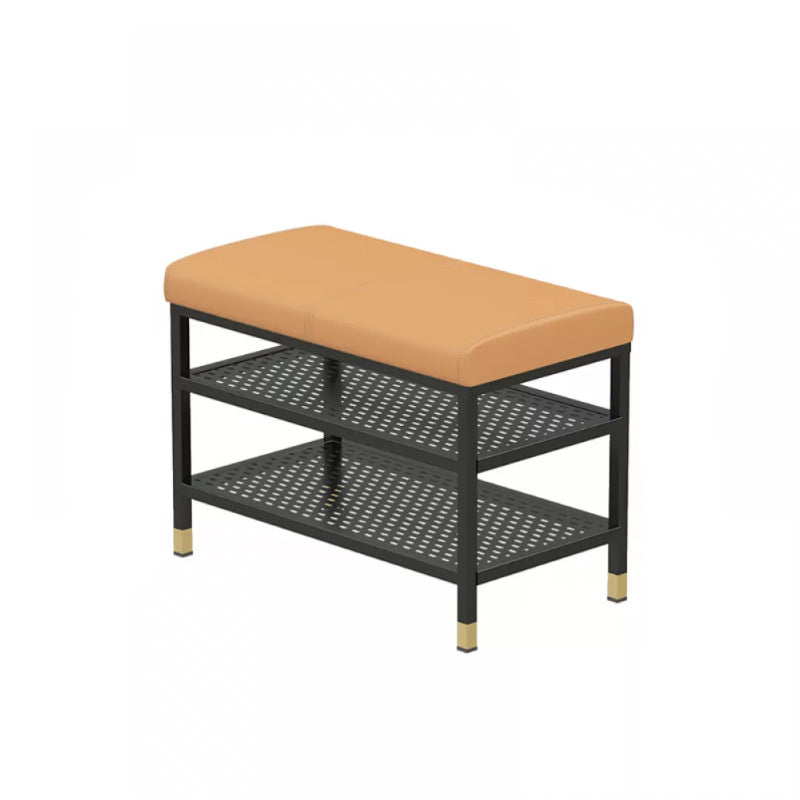 18.5" H Modern Metal Seating Bench Cushioned Entryway Bench with Legs 24"L x 13"W x 18.5"H Orange Clearhalo 'Benches' 'Chairs & Seating' 'furn' 'furn_benches' 'Furniture' 'Living Room Furniture' 5969336