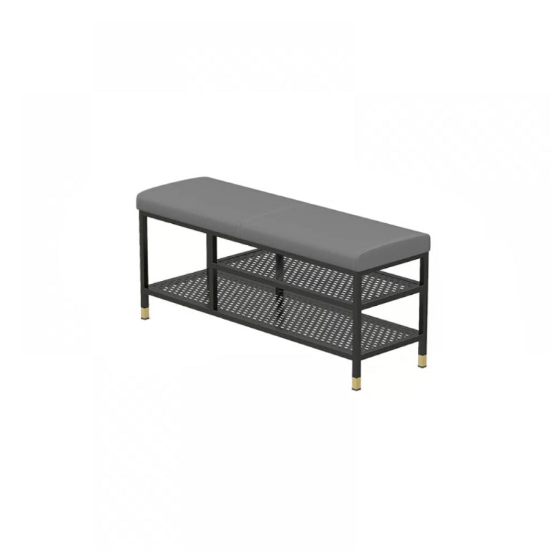 18.5" H Modern Metal Seating Bench Cushioned Entryway Bench with Legs Light Gray Clearhalo 'Benches' 'Chairs & Seating' 'furn' 'furn_benches' 'Furniture' 'Living Room Furniture' 5969340