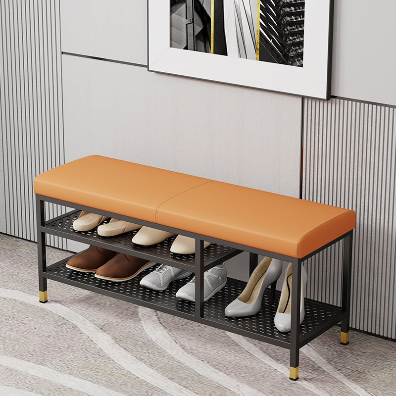 18.5" H Modern Metal Seating Bench Cushioned Entryway Bench with Legs Clearhalo 'Benches' 'Chairs & Seating' 'furn' 'furn_benches' 'Furniture' 'Living Room Furniture' 5969341