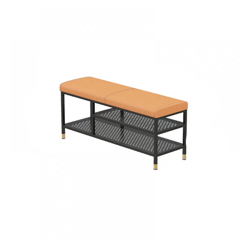 18.5" H Modern Metal Seating Bench Cushioned Entryway Bench with Legs Orange Clearhalo 'Benches' 'Chairs & Seating' 'furn' 'furn_benches' 'Furniture' 'Living Room Furniture' 5969342