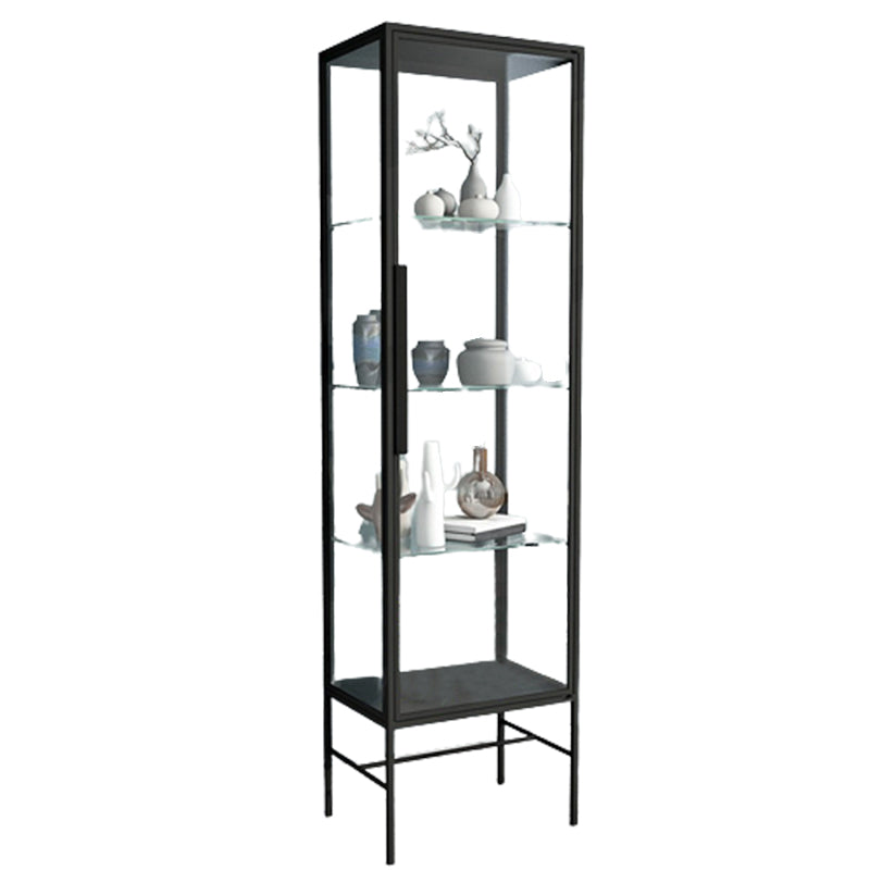 Modern Steel Curio Cabinet Standard 14" W 1 Door Cabinet for Dining Room Clearhalo 'Display & China Cabinets' 'display_china_cabinets' 'furn' 'furn_display_china_cabinets' 'Furniture' 'Kitchen & Dining Furniture' 5969474