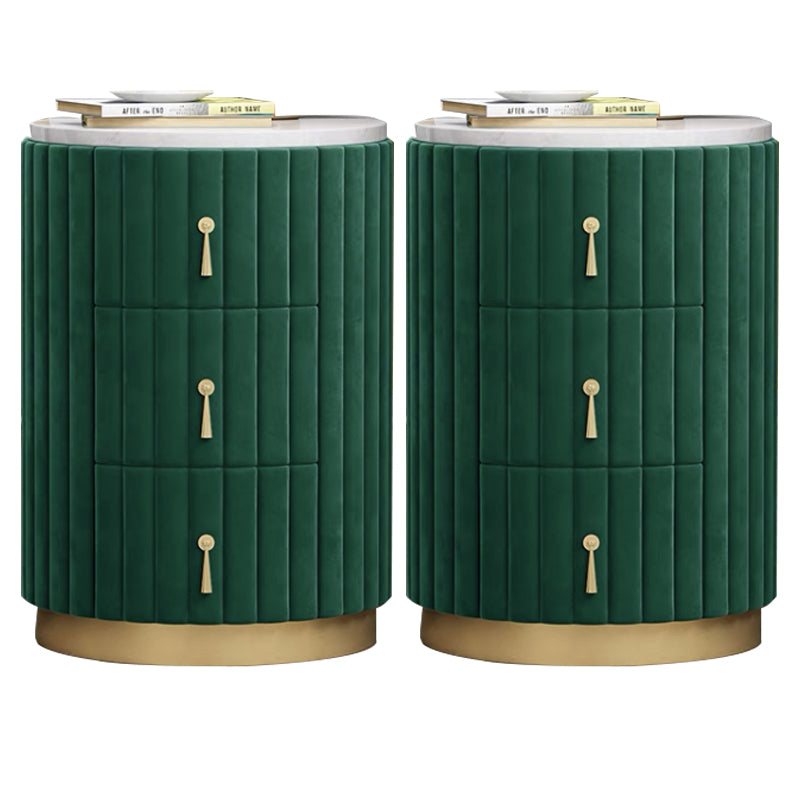 Round Slate Bedside Cabinet Modern Minimalist Bedside Table with Drawers Blackish Green 2 Piece Set Clearhalo 'Bedroom Furniture' 'furn' 'furn_night_stand' 'Furniture' 'night_stand' 'Nightstands' 5969483