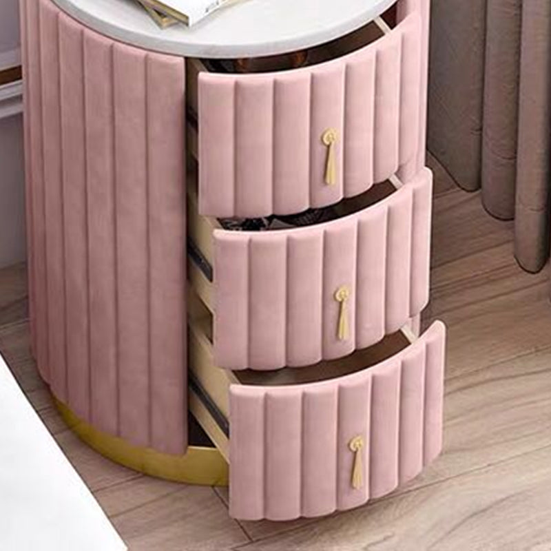 Round Slate Bedside Cabinet Modern Minimalist Bedside Table with Drawers Clearhalo 'Bedroom Furniture' 'furn' 'furn_night_stand' 'Furniture' 'night_stand' 'Nightstands' 5969490