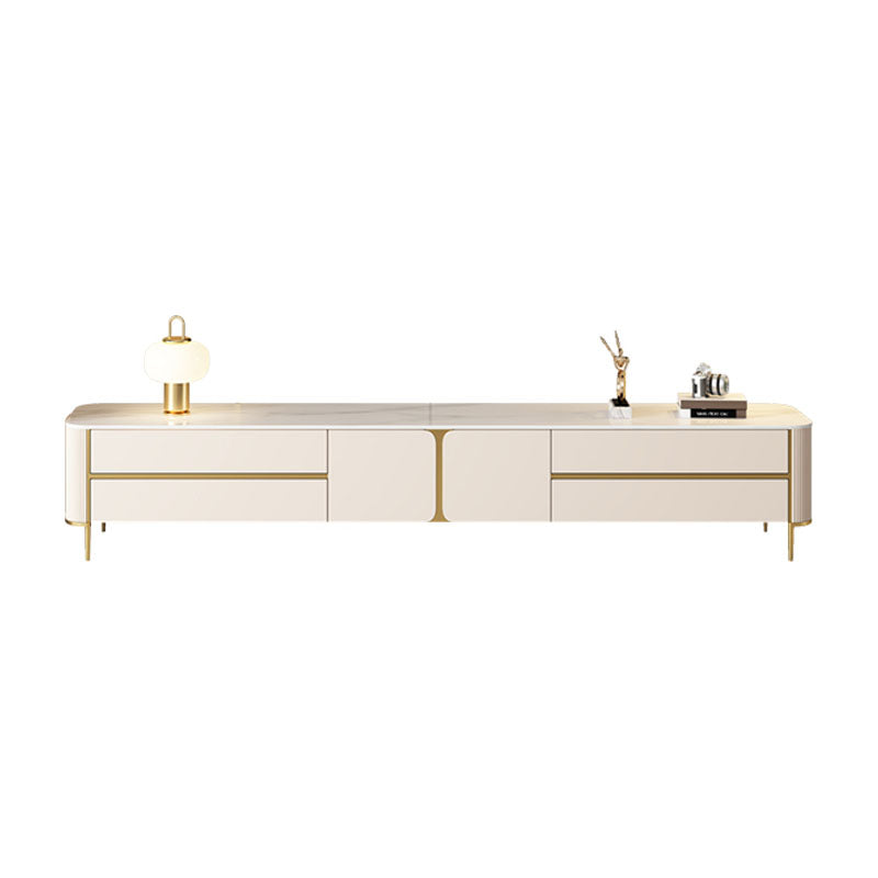 White Stone TV Stand Glam TV Media Stand with Legs for Living Room 79"L x 16"W x 18"H Clearhalo 'furn' 'furn_tv_stands_entertainment_centers' 'Furniture' 'Living Room Furniture' 'TV Stands & Entertainment Centers' 'TV Stands & Media Storage Furniture' 'tv_stands_entertainment_centers' 5969504