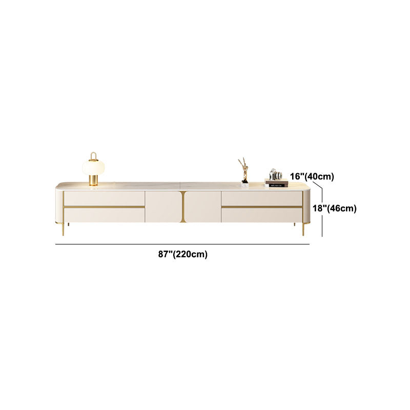 White Stone TV Stand Glam TV Media Stand with Legs for Living Room Clearhalo 'furn' 'furn_tv_stands_entertainment_centers' 'Furniture' 'Living Room Furniture' 'TV Stands & Entertainment Centers' 'TV Stands & Media Storage Furniture' 'tv_stands_entertainment_centers' 5969508
