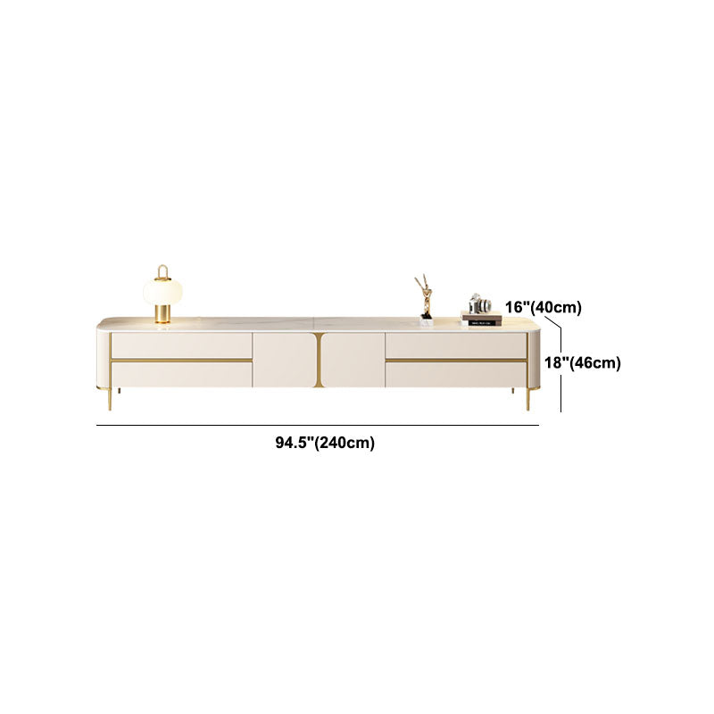 White Stone TV Stand Glam TV Media Stand with Legs for Living Room Clearhalo 'furn' 'furn_tv_stands_entertainment_centers' 'Furniture' 'Living Room Furniture' 'TV Stands & Entertainment Centers' 'TV Stands & Media Storage Furniture' 'tv_stands_entertainment_centers' 5969509