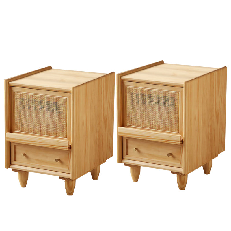 Modern Lower Shelf Nightstand Rattan Bedside Cabinet for Bedroom Natural 2 Piece Set Clearhalo 'Bedroom Furniture' 'furn' 'furn_night_stand' 'Furniture' 'night_stand' 'Nightstands' 5969547