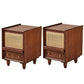 Modern Lower Shelf Nightstand Rattan Bedside Cabinet for Bedroom Walnut 2 Piece Set Clearhalo 'Bedroom Furniture' 'furn' 'furn_night_stand' 'Furniture' 'night_stand' 'Nightstands' 5969548
