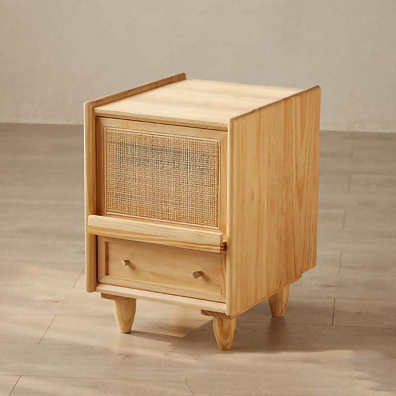 Modern Lower Shelf Nightstand Rattan Bedside Cabinet for Bedroom Natural 1 Piece Clearhalo 'Bedroom Furniture' 'furn' 'furn_night_stand' 'Furniture' 'night_stand' 'Nightstands' 5969550