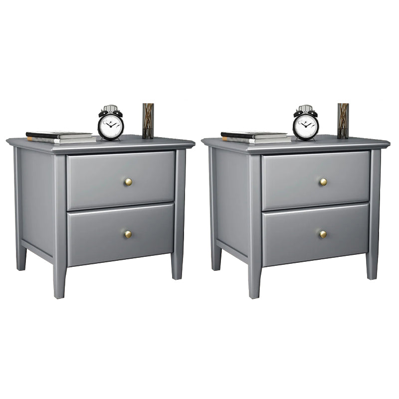 Wooden Bed Nightstand Modern Minimalist Bedside Table with Legs Grey 2 Piece Set Clearhalo 'Bedroom Furniture' 'furn' 'furn_night_stand' 'Furniture' 'night_stand' 'Nightstands' 5969561