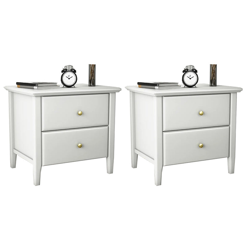 Wooden Bed Nightstand Modern Minimalist Bedside Table with Legs White 2 Piece Set Clearhalo 'Bedroom Furniture' 'furn' 'furn_night_stand' 'Furniture' 'night_stand' 'Nightstands' 5969565
