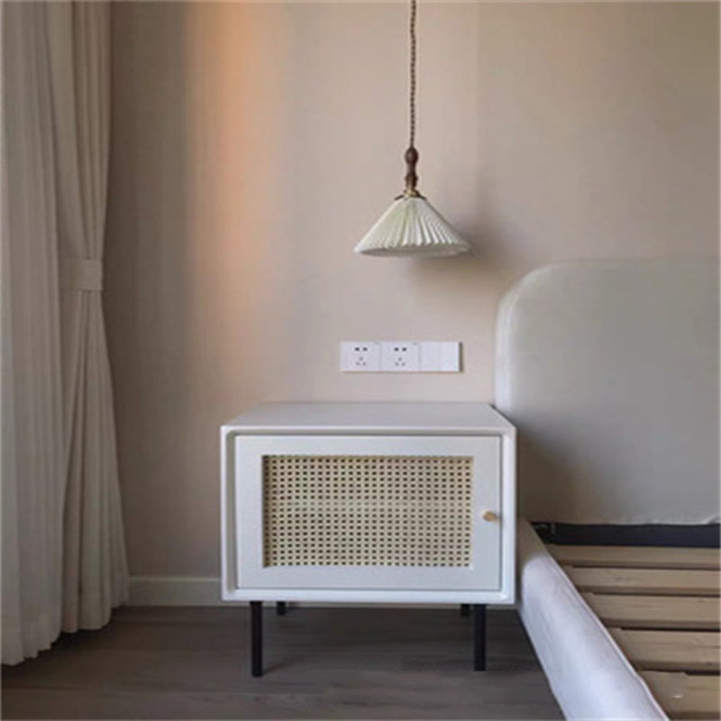 Contemporary Lower Shelf Nightstand Rattan Bedside Cabinet for Bedroom 1 Piece Left Clearhalo 'Bedroom Furniture' 'furn' 'furn_night_stand' 'Furniture' 'night_stand' 'Nightstands' 5969574