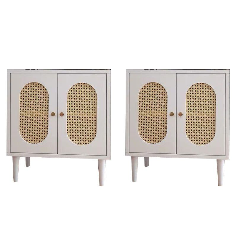 Contemporary Lower Shelf Nightstand Rattan Bedside Cabinet for Bedroom 2 Piece Set Double Doors Clearhalo 'Bedroom Furniture' 'furn' 'furn_night_stand' 'Furniture' 'night_stand' 'Nightstands' 5969577