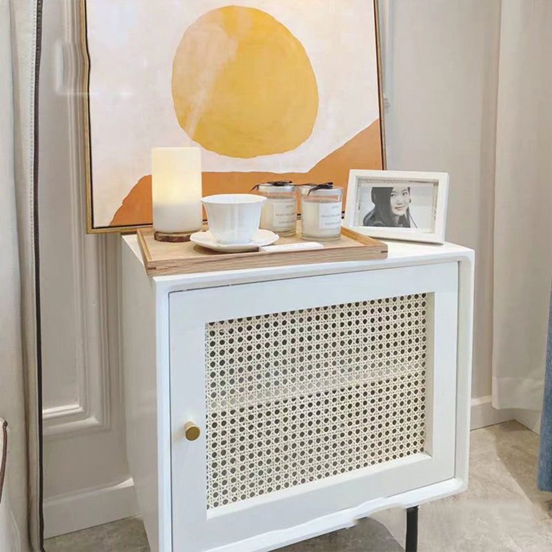 Contemporary Lower Shelf Nightstand Rattan Bedside Cabinet for Bedroom Clearhalo 'Bedroom Furniture' 'furn' 'furn_night_stand' 'Furniture' 'night_stand' 'Nightstands' 5969584