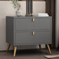 Contemporary Wood Accent Table Nightstand 21.65" Tall Bed Nightstand with 2 Drawers 16"L x 16"W x 22"H Grey 1 Piece Clearhalo 'Bedroom Furniture' 'furn' 'furn_night_stand' 'Furniture' 'night_stand' 'Nightstands' 5969638