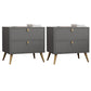 Contemporary Wood Accent Table Nightstand 21.65" Tall Bed Nightstand with 2 Drawers Grey 2 Piece Set Clearhalo 'Bedroom Furniture' 'furn' 'furn_night_stand' 'Furniture' 'night_stand' 'Nightstands' 5969639