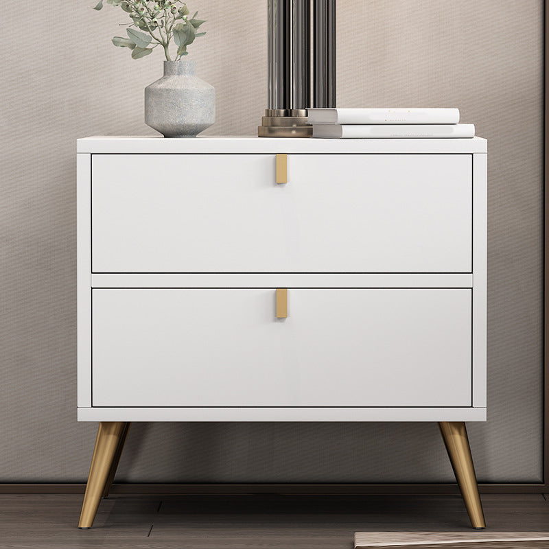 Contemporary Wood Accent Table Nightstand 21.65" Tall Bed Nightstand with 2 Drawers 20"L x 16"W x 22"H White 1 Piece Clearhalo 'Bedroom Furniture' 'furn' 'furn_night_stand' 'Furniture' 'night_stand' 'Nightstands' 5969642