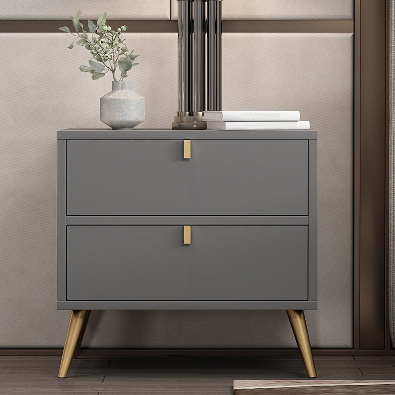 Contemporary Wood Accent Table Nightstand 21.65" Tall Bed Nightstand with 2 Drawers 20"L x 16"W x 22"H Grey 1 Piece Clearhalo 'Bedroom Furniture' 'furn' 'furn_night_stand' 'Furniture' 'night_stand' 'Nightstands' 5969643
