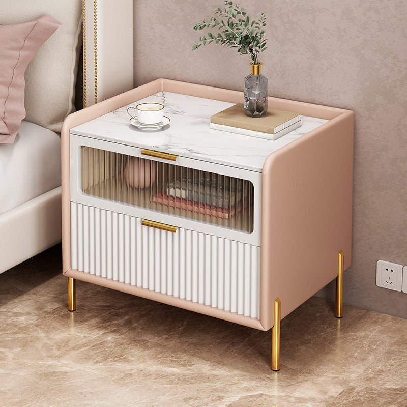 Slate Bedside Table Modern Minimalist Bed Nightstand with Legs Apricot 1 Piece Clearhalo 'Bedroom Furniture' 'furn' 'furn_night_stand' 'Furniture' 'night_stand' 'Nightstands' 5969677