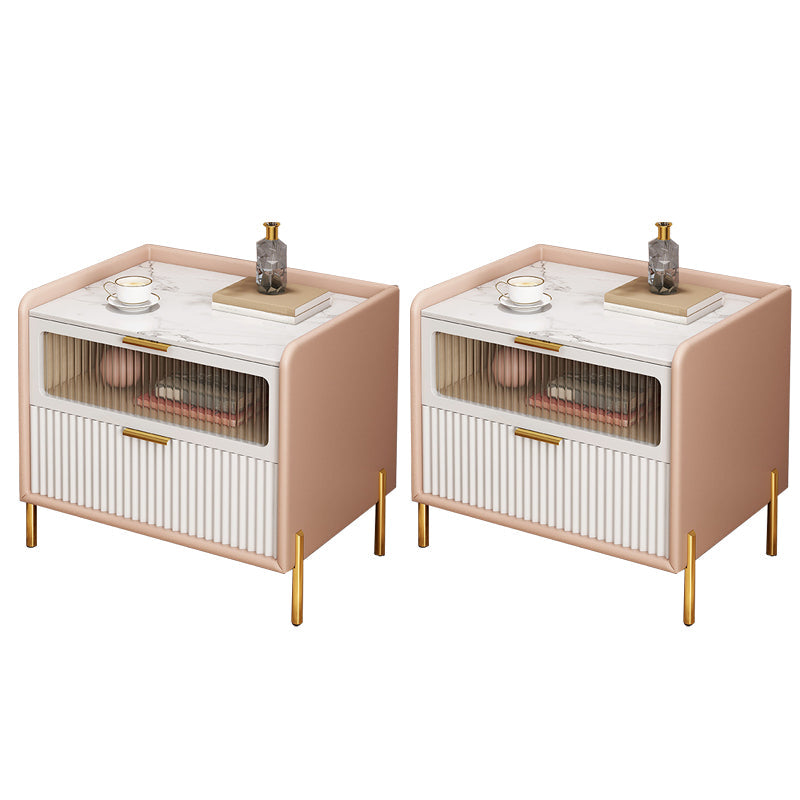 Slate Bedside Table Modern Minimalist Bed Nightstand with Legs Apricot 2 Piece Set Clearhalo 'Bedroom Furniture' 'furn' 'furn_night_stand' 'Furniture' 'night_stand' 'Nightstands' 5969678