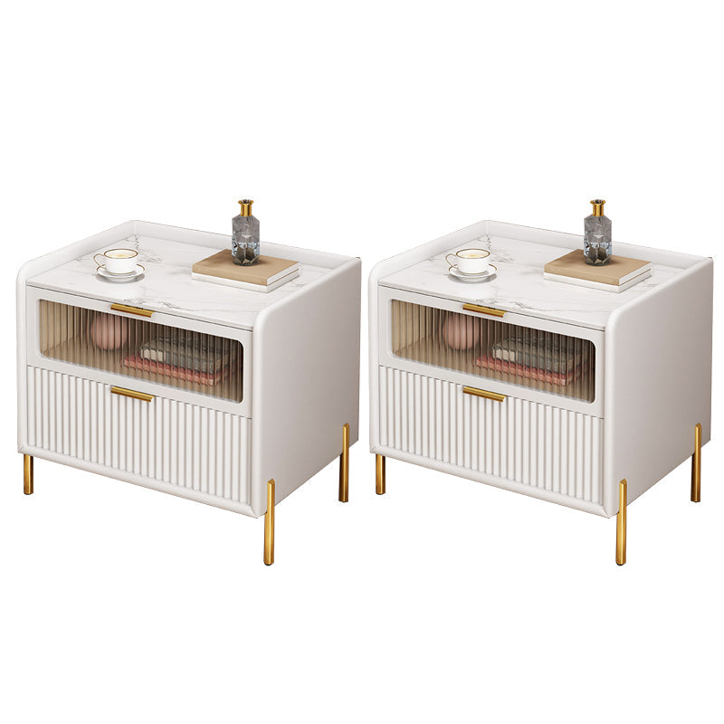 Slate Bedside Table Modern Minimalist Bed Nightstand with Legs White 2 Piece Set Clearhalo 'Bedroom Furniture' 'furn' 'furn_night_stand' 'Furniture' 'night_stand' 'Nightstands' 5969680