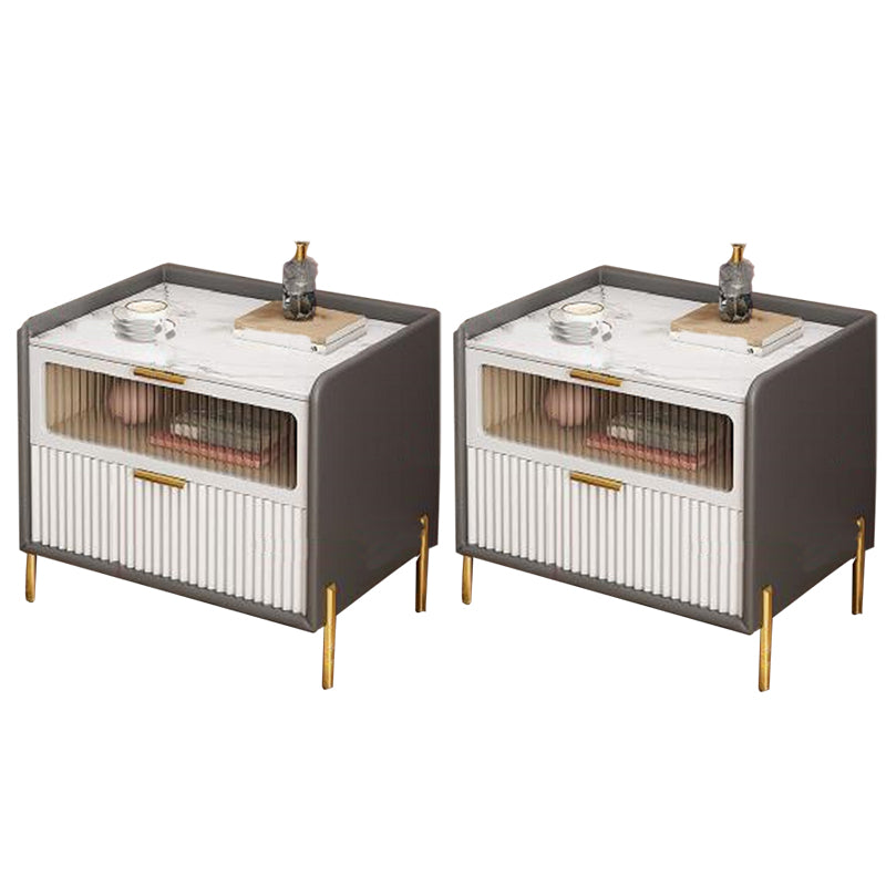 Slate Bedside Table Modern Minimalist Bed Nightstand with Legs Dark Gray 2 Piece Set Clearhalo 'Bedroom Furniture' 'furn' 'furn_night_stand' 'Furniture' 'night_stand' 'Nightstands' 5969682