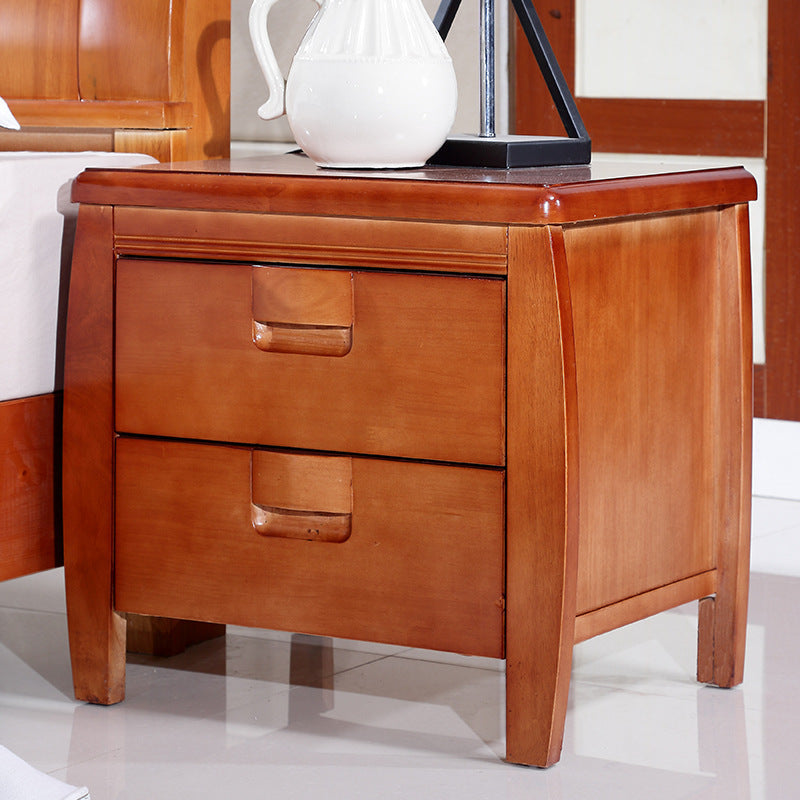 Table de nuit de lit traditionnelle en bois massif avec tiroirs