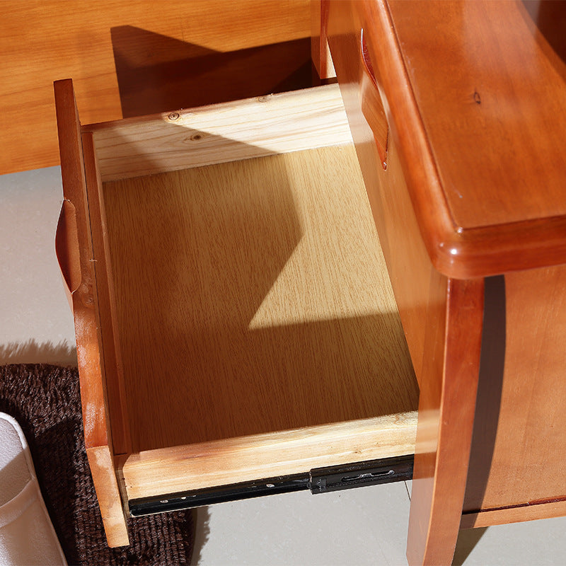 Table de nuit de lit traditionnelle en bois massif avec tiroirs