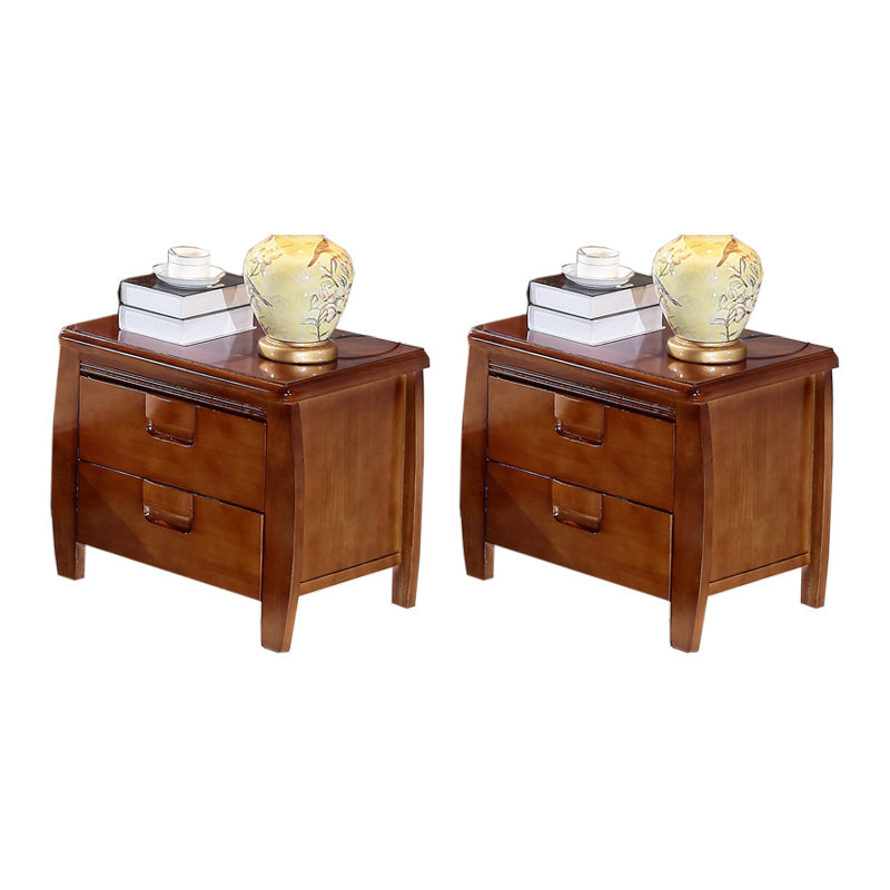 Table de nuit de lit traditionnelle en bois massif avec tiroirs