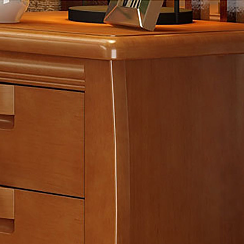 Table de nuit de lit traditionnelle en bois massif avec tiroirs