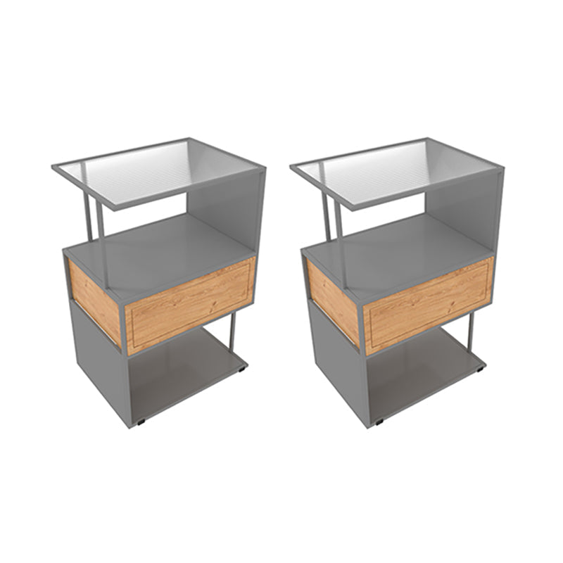 Armoire de chevet en verre inférieur industriel avec tiroir pour chambre à coucher