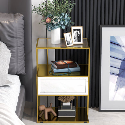 Armoire de chevet en verre inférieur industriel avec tiroir pour chambre à coucher