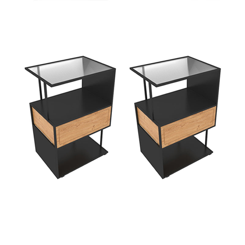 Armoire de chevet en verre inférieur industriel avec tiroir pour chambre à coucher