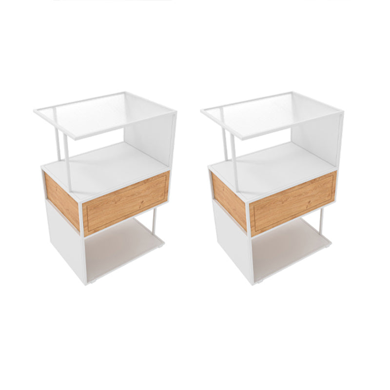 Armoire de chevet en verre inférieur industriel avec tiroir pour chambre à coucher