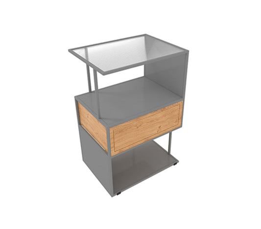 Gabinete industrial de vidrio de la mesita de noche del estante inferior inferior con cajón para el dormitorio