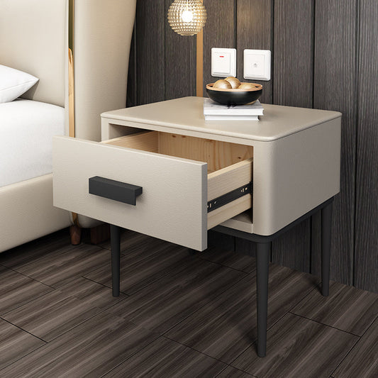 Mesa de noche moderna del gabinete de la cama y de cuero falso, 20 "L x 16" W x 18.5 "H