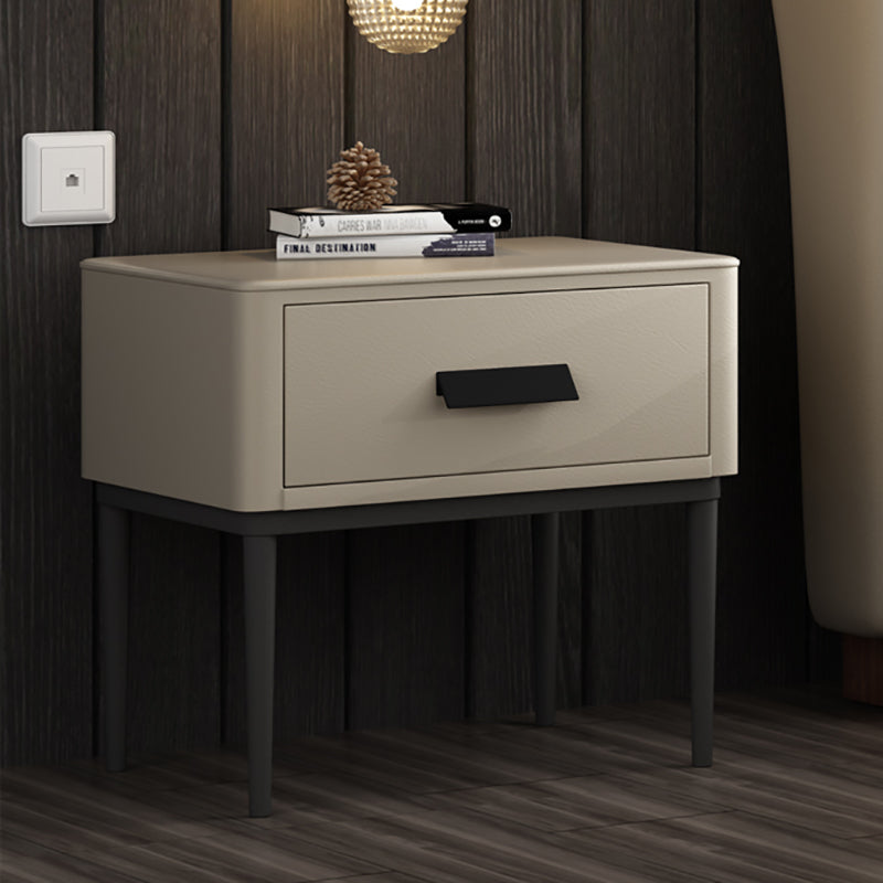 Mesa de noche moderna del gabinete de la cama y de cuero falso, 20 "L x 16" W x 18.5 "H