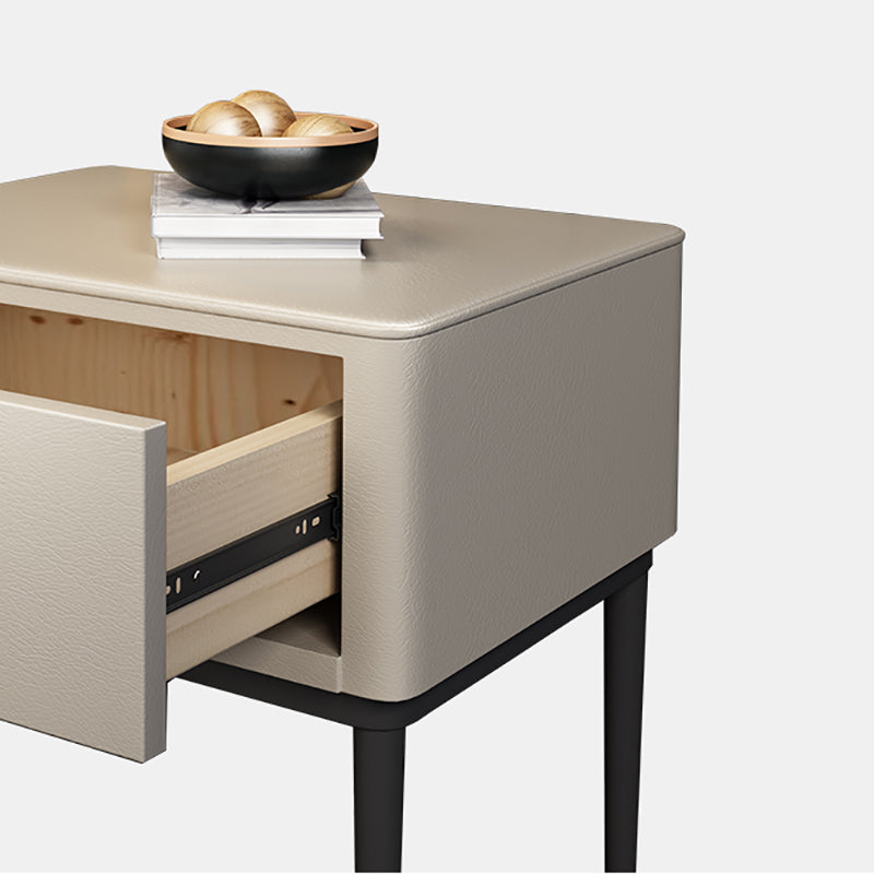 Mesa de noche moderna del gabinete de la cama y de cuero falso, 20 "L x 16" W x 18.5 "H