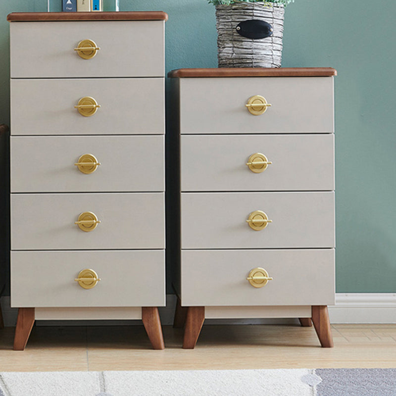 Contemporary Vertical Chest Bedroom Storage Chest in White with Drawers