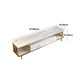 White Stone TV Stand Modern TV Media Stand with Metal Legs for Living Room