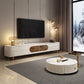 White Stone TV Stand Modern TV Media Stand with Legs for Living Room