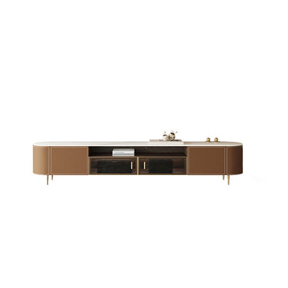Wooden TV Stand Console Brown Modern Style TV Cabinet with Doors