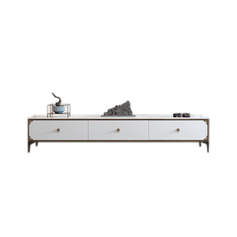 Stone Media Console TV Stand Contemporary TV Media Stand with 3 Drawers 59"L x 12"W x 16"H Clearhalo 'furn' 'furn_tv_stands_entertainment_centers' 'Furniture' 'Living Room Furniture' 'TV Stands & Entertainment Centers' 'TV Stands & Media Storage Furniture' 'tv_stands_entertainment_centers' 5970117
