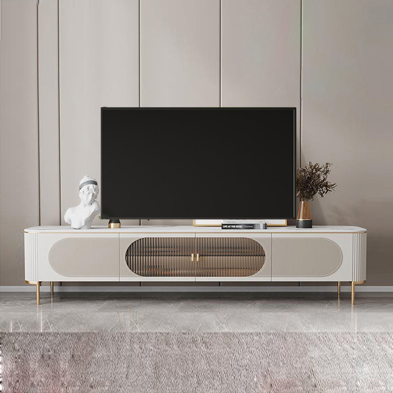 Contemporary Media Console TV Stand Stone TV Media Stand in White Clearhalo 'furn' 'furn_tv_stands_entertainment_centers' 'Furniture' 'Living Room Furniture' 'TV Stands & Entertainment Centers' 'TV Stands & Media Storage Furniture' 'tv_stands_entertainment_centers' 5970134