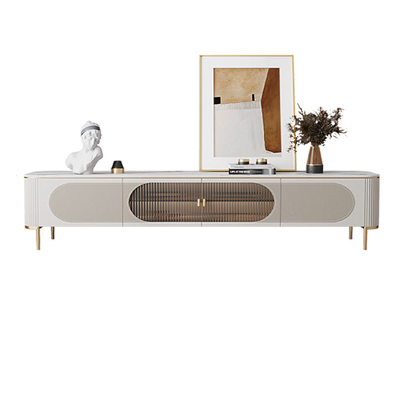 Contemporary Media Console TV Stand Stone TV Media Stand in White 86.6"L x 15.7"W x 18.9"H Clearhalo 'furn' 'furn_tv_stands_entertainment_centers' 'Furniture' 'Living Room Furniture' 'TV Stands & Entertainment Centers' 'TV Stands & Media Storage Furniture' 'tv_stands_entertainment_centers' 5970138