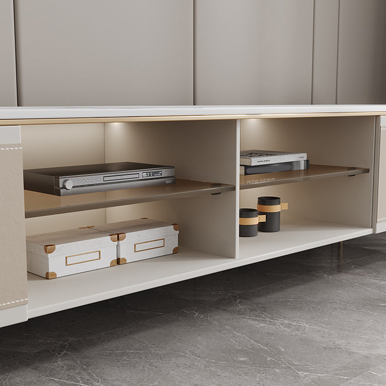 Contemporary Media Console TV Stand Stone TV Media Stand in White Clearhalo 'furn' 'furn_tv_stands_entertainment_centers' 'Furniture' 'Living Room Furniture' 'TV Stands & Entertainment Centers' 'TV Stands & Media Storage Furniture' 'tv_stands_entertainment_centers' 5970146