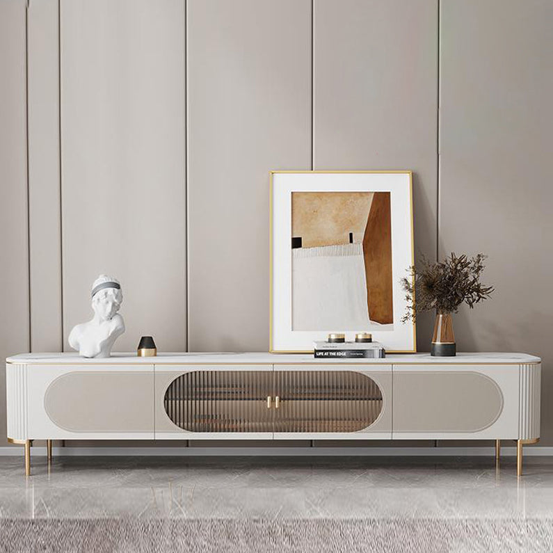 Contemporary Media Console TV Stand Stone TV Media Stand in White Clearhalo 'furn' 'furn_tv_stands_entertainment_centers' 'Furniture' 'Living Room Furniture' 'TV Stands & Entertainment Centers' 'TV Stands & Media Storage Furniture' 'tv_stands_entertainment_centers' 5970147