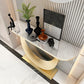 Tavolo di divano console di ferro moderno Stone Mezza Luna Console Tavolino per Hall