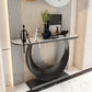 Tavolo di divano console di ferro moderno Stone Mezza Luna Console Tavolino per Hall